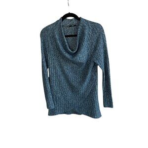 Ruti Teal Blue Marled Cowl Neck Asymmetrical Wrap Sweater Size XS